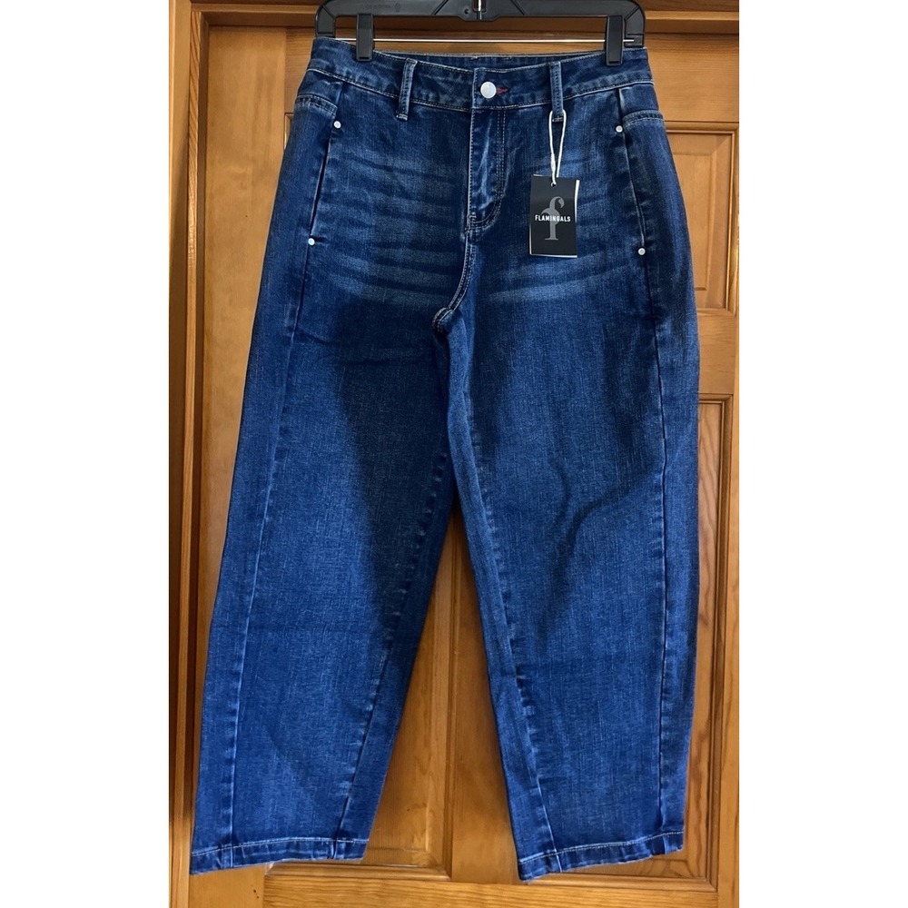 Flamimgals Barrel Leg Women's Denim Jeans Small Hidden front Pockets